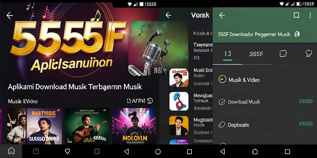 Antarmuka aplikasi 555F untuk Download Musik yang menarik dan mudah digunakan.
