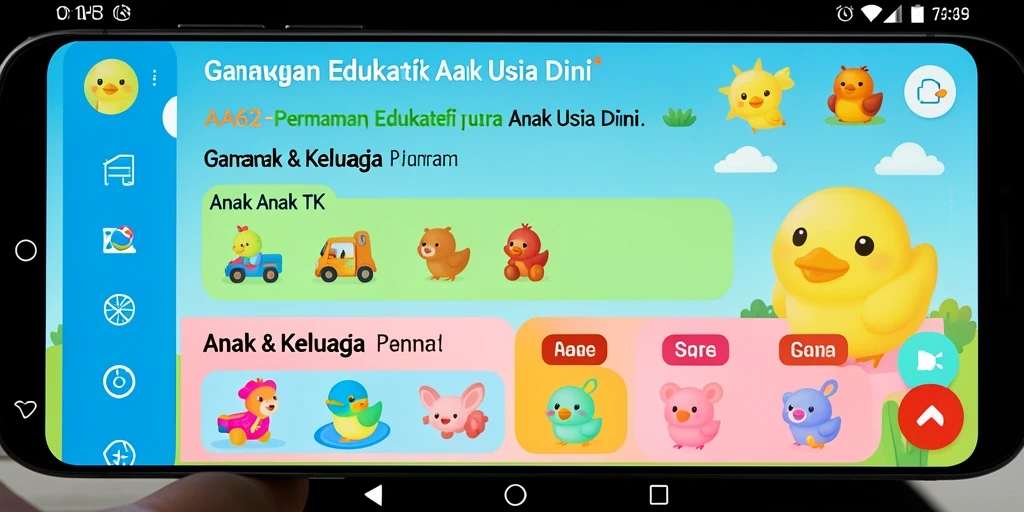 Tampilan antarmuka AA62 yang ceria dan menarik untuk anak-anak.