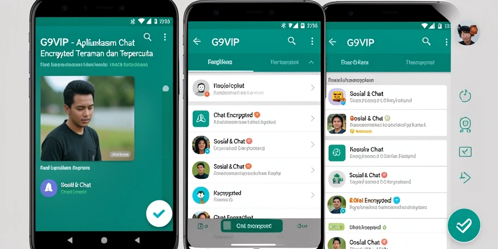 Antarmuka G9VIP yang modern dan aman untuk Chat Encrypted.