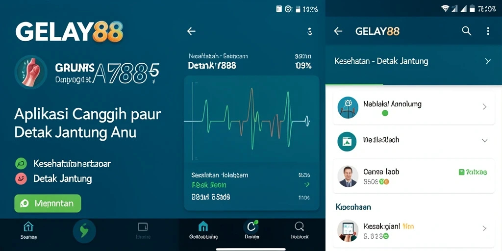 Antarmuka aplikasi GELAY88 yang menampilkan pemantauan detak jantung secara real-time.