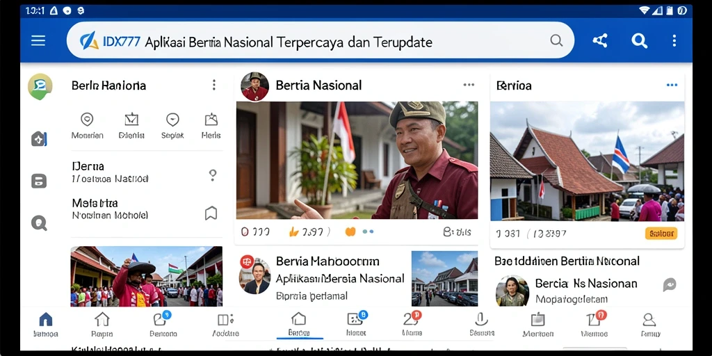Tampilan antarmuka aplikasi IDX777 untuk berita nasional.