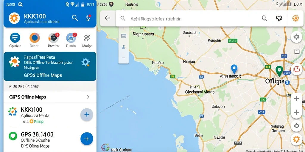 Antarmuka aplikasi KPK100 yang intuitif untuk navigasi offline.
