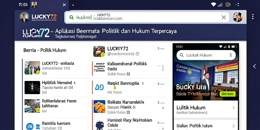 Antarmuka LUCKY72 menampilkan berita politik dan hukum terkini.