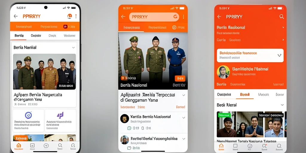 Tampilan antarmuka aplikasi PPRRYY dengan berita nasional terkini.